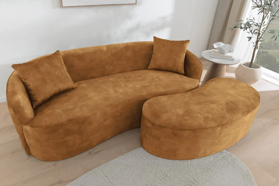 Extravagantes Sofa ELEMENTAL 180cm senfgelb Samt 2-Sitzer Couch Federkern