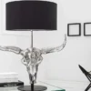 Extravagante Tischlampe EL TORO 68cm schwarz Stierkopf Tischleuchte
