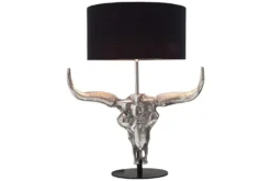 Extravagante Tischlampe EL TORO 68cm schwarz Stierkopf Tischleuchte