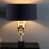Extravagante Tischlampe SKULL 56cm schwarz gold Metall Totenkopf Skulptur Leuchte