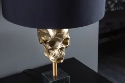 Extravagante Tischlampe SKULL 56cm schwarz gold Metall Totenkopf Skulptur Leuchte