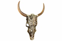 Extravagante Wanddekoration EXOTIC BULL 60cm gold Mangoholz Stierkopf