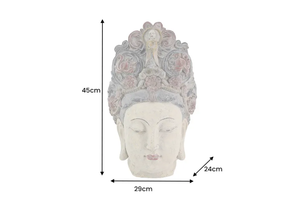 Figur BUDDHA HEAD 45cm mehrfarbig handmade Deko-Kopf Blumengöttin