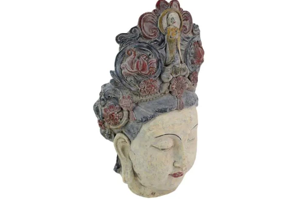 Figur BUDDHA HEAD 45cm mehrfarbig handmade Deko-Kopf Blumengöttin