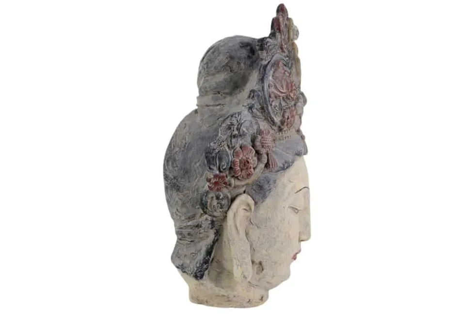 Figur BUDDHA HEAD 45cm mehrfarbig handmade Deko-Kopf Blumengöttin