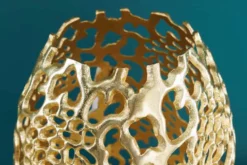 Filigrane Design Vase ABSTRACT LEAF gold 50cm Handarbeit