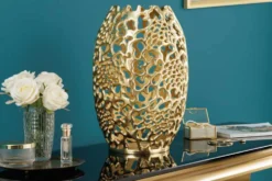 Filigrane Design Vase ABSTRACT LEAF gold 40cm Handarbeit