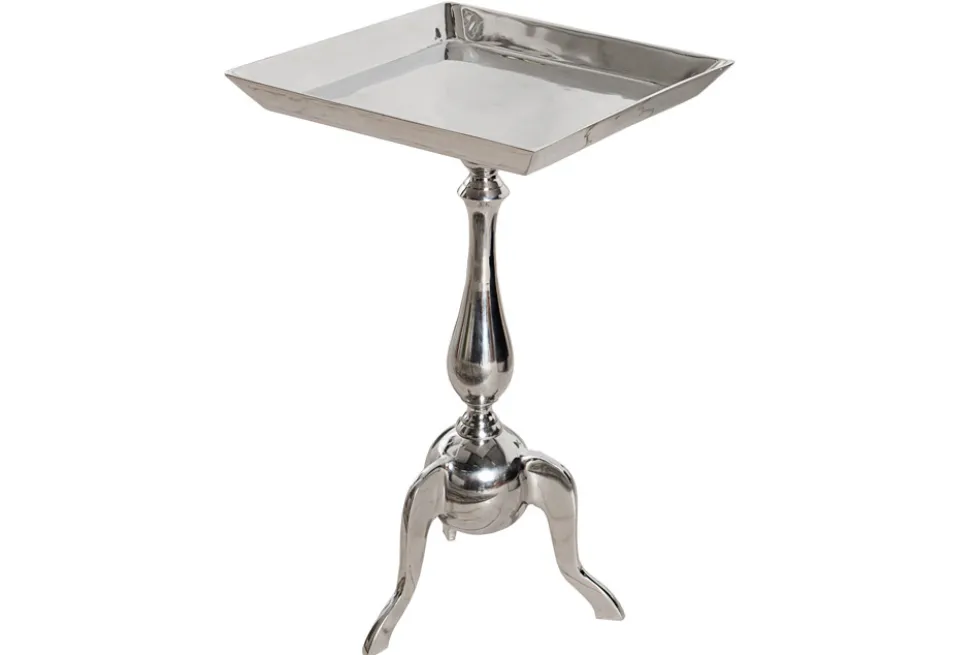 Filigraner Beistelltisch TRAYFUL 55cm silber Aluminium Tablett-Tisch