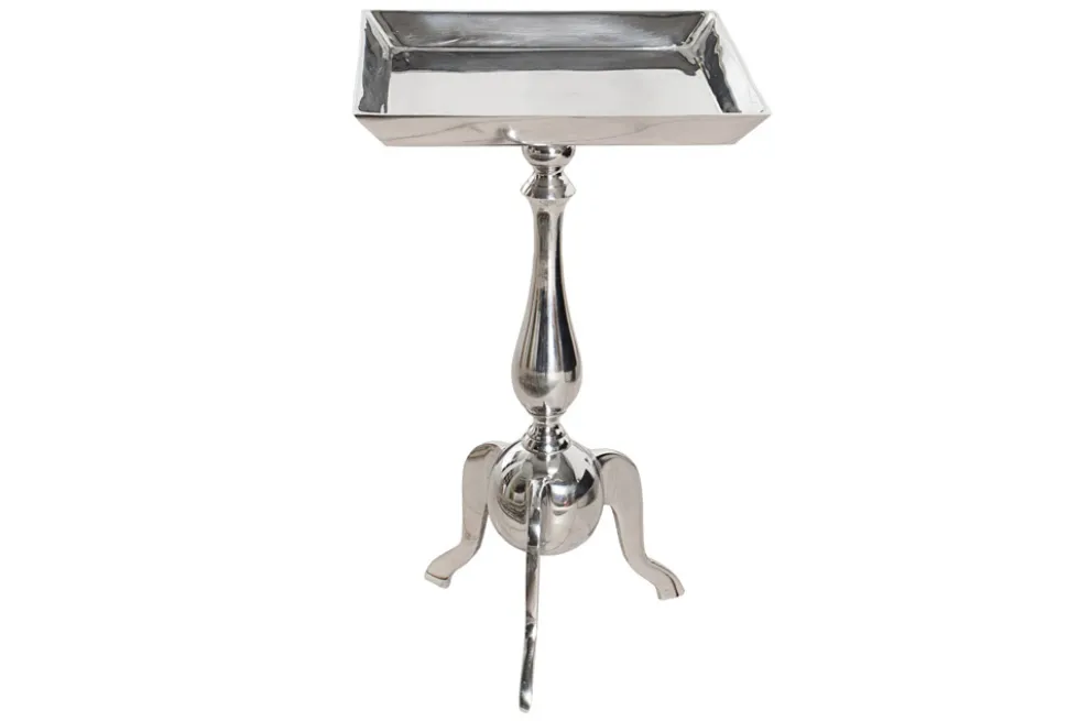 Filigraner Beistelltisch TRAYFUL 55cm silber Aluminium Tablett-Tisch