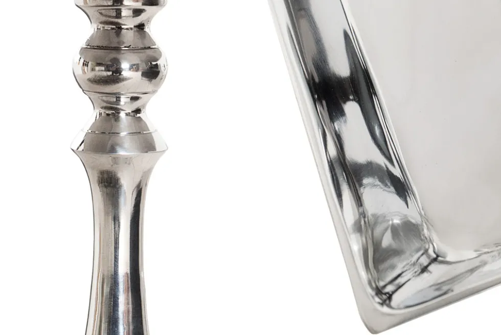 Filigraner Beistelltisch TRAYFUL 55cm silber Aluminium Tablett-Tisch
