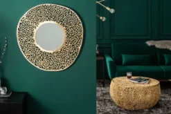 Filigraner Couchtisch LEAF 80cm gold Metall handmade Blatt-Design