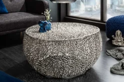 Filigraner Couchtisch LEAF 80cm silber Metall handmade Blatt-Design