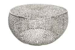 Filigraner Couchtisch LEAF 80cm silber Metall handmade Blatt-Design