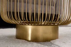Filigraner Design Beistelltisch VARIATION 50cm gold Metall rund Schwarzglas Handarbeit