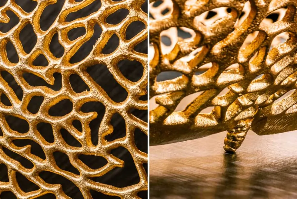 Filigraner Design Couchtisch ABSTRACT LEAF 130cm gold Handarbeit