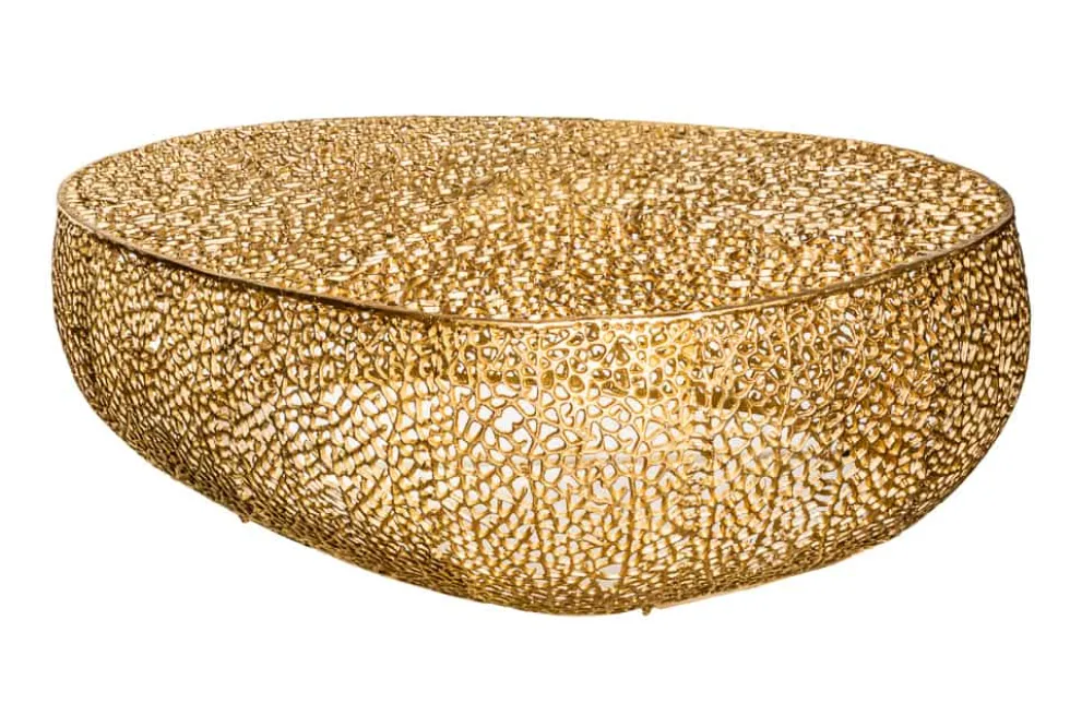 Filigraner Design Couchtisch ABSTRACT LEAF 130cm gold Handarbeit
