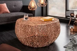 Filigraner Design Couchtisch ABSTRACT LEAF 80cm kupfer Handarbeit