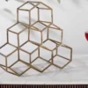 Filigranes Design Weinregal HONEYCOMB 35cm gold Metall Handarbeit