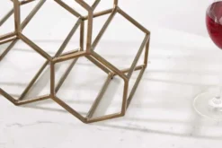 Filigranes Design Weinregal HONEYCOMB 35cm gold Metall Handarbeit