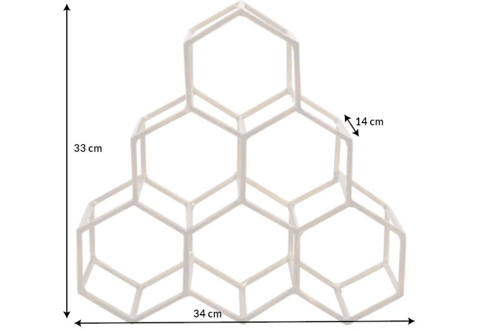 Filigranes Design Weinregal HONEYCOMB 35cm gold Metall Handarbeit
