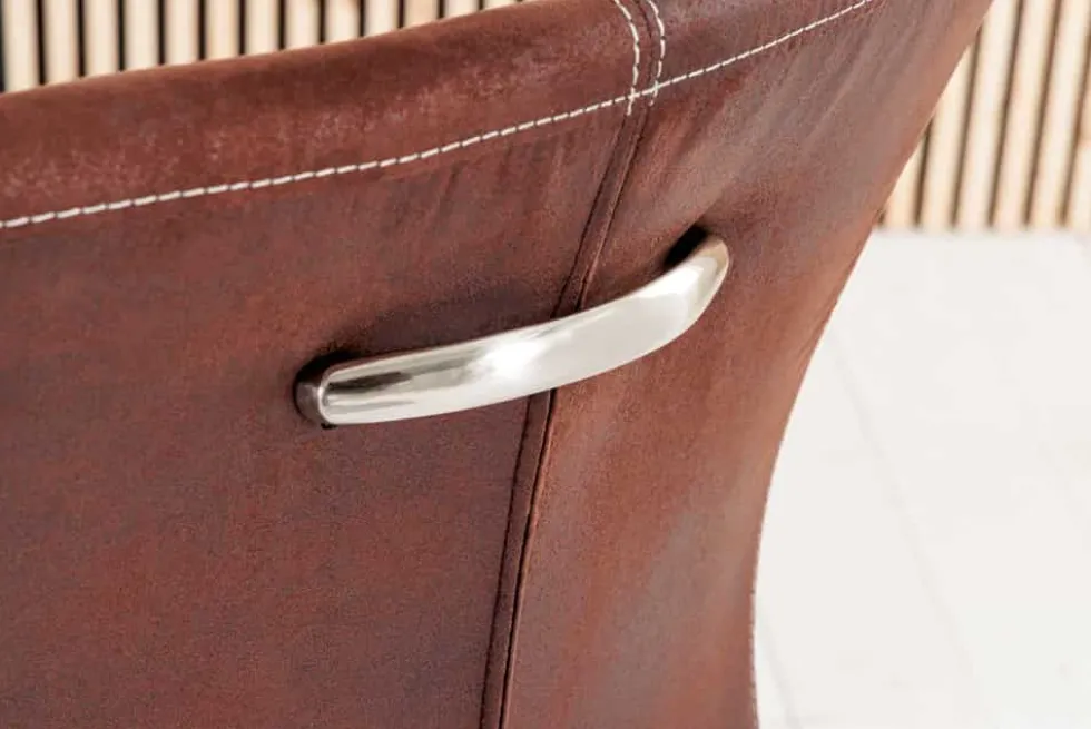 Freischwinger Stuhl SAMSON dark coffee Edelstahlrahmen mit Komfortgriff