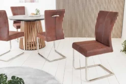 Freischwinger Stuhl SAMSON dark coffee Edelstahlrahmen mit Komfortgriff