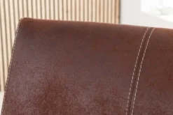 Freischwinger Stuhl SAMSON dark coffee mit Armlehne und Edelstahlrahmen