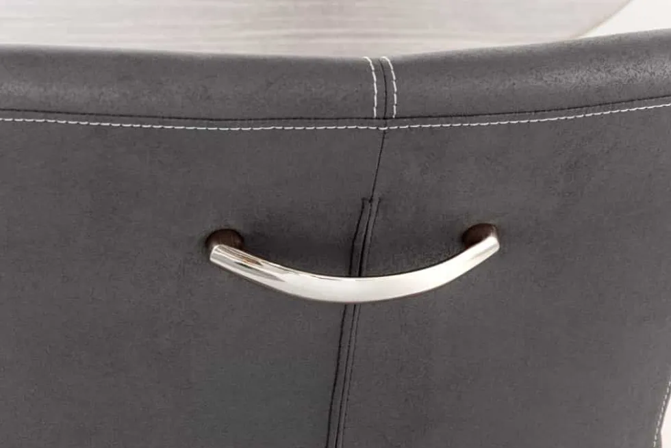 Freischwinger Stuhl SAMSON vintage grau mit Armlehne und Edelstahlrahmen
