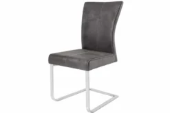 Freischwinger Stuhl SAMSON vintage grau Edelstahlrahmen mit Komfortgriff
