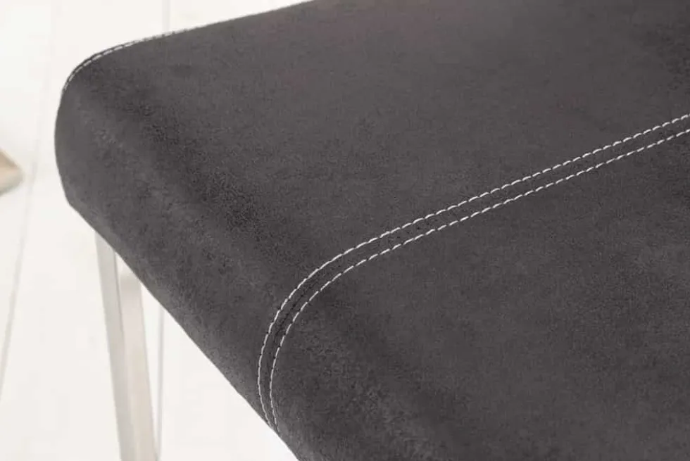 Freischwinger Stuhl SAMSON vintage grau Edelstahlrahmen mit Komfortgriff