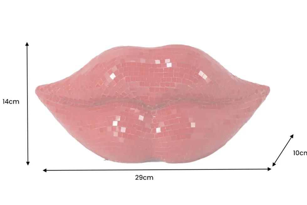 Glamouröse Deko-Figur DISCO LIP 30cm rot Glas-Mosaik-Design handmade