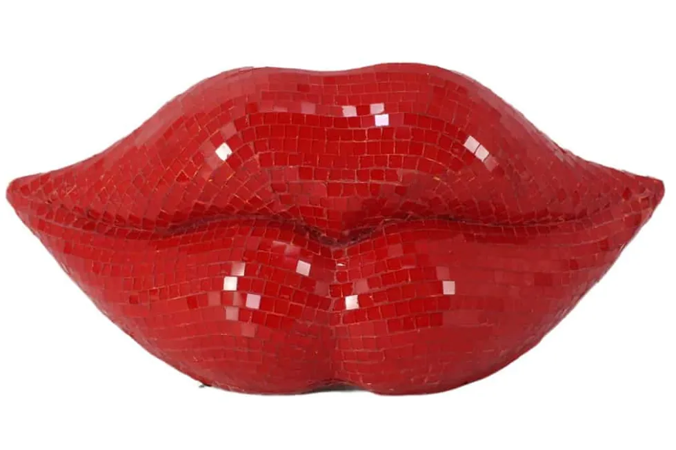 Glamouröse Deko-Figur DISCO LIP 30cm rot Glas-Mosaik-Design handmade