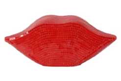 Glamouröse Deko-Figur DISCO LIP 30cm rot Glas-Mosaik-Design handmade