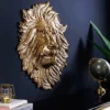 Goldene Wanddeko WILDLIFE LION 60cm gold Metall Löwenkopf-Skulptur handmade