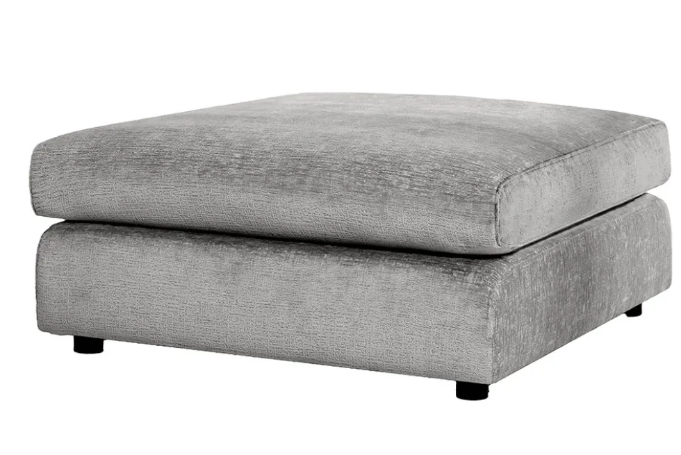 Großer Hocker SOHO 100cm grau Chenillestoff Polsterhocker mit Wellenunterfederung