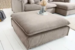 Großer Sitzhocker HEAVEN 100cm greige Cord Sofahocker abnehmbarer Bezug