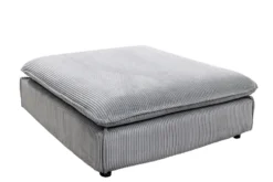 Großer Sitzhocker HEAVEN 100cm hellgrau Cord Federkern Sofahocker abnehmbarer Bezug
