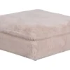 Großer Sitzhocker YETI 100cm beige sand Shaggy-Stoff langfloriger Plüsch Sofahocker