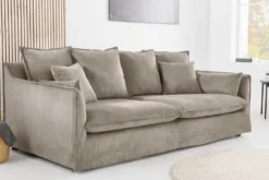 Großes 3-Sitzer Sofa HEAVEN 200cm greige Cord Federkern Hussensofa