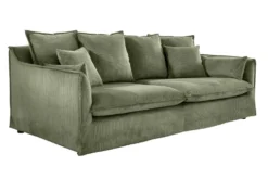 Großes 3-Sitzer Sofa HEAVEN 200cm grün Cord Federkern Hussensofa