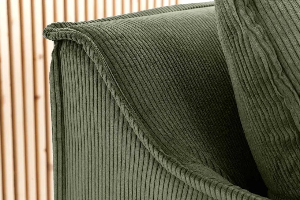 Großes 3-Sitzer Sofa HEAVEN 200cm grün Cord Federkern Hussensofa