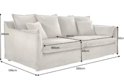 Großes 3-Sitzer Sofa HEAVEN 200cm grün Cord Federkern Hussensofa