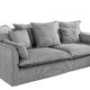 Großes 3-Sitzer Sofa HEAVEN 200cm hellgrau Cord Federkern Hussensofa abnehmbarer Bezug