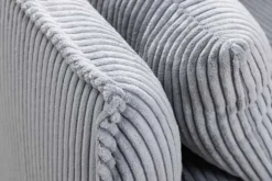 Großes 3-Sitzer Sofa HEAVEN 200cm hellgrau Cord Federkern Hussensofa abnehmbarer Bezug