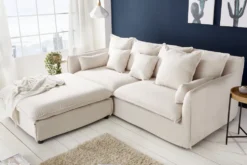 Großes 3-Sitzer Sofa HEAVEN 200cm natur beige Leinenstoff Federkern Hussensofa