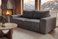 Großes Sofa LOFT 210cm grau Vogue Velours Samt 3-Sitzer Couch Taschenfederkern