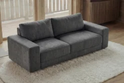 Großes Sofa LOFT 210cm grau Vogue Velours Samt 3-Sitzer Couch Taschenfederkern