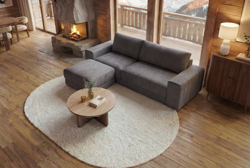 Großes Sofa LOFT 210cm grau Vogue Velours Samt 3-Sitzer Couch Taschenfederkern