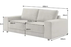 Großes Sofa LOFT 210cm taupe Vogue Velours Samt 3-Sitzer Couch Taschenfederkern