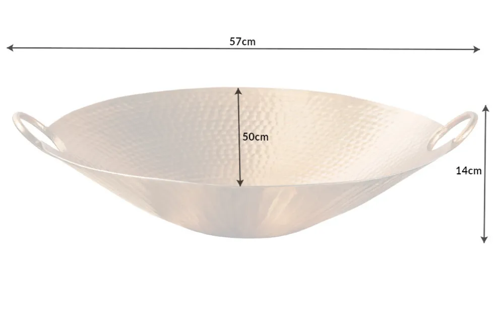 Handgearbeitete Deko Schale ORIENT 55cm gold Metall Hammerschlag Design